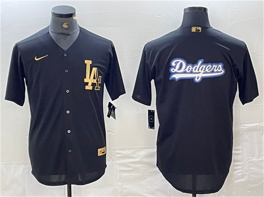 Men's Black Los Angeles Dodgers Team Big Logo Cool Base Stitched Baseball Jersey